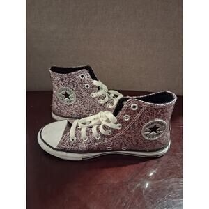Chuck taylor all stars converse pink  purple silver glitter high top junior sz 3